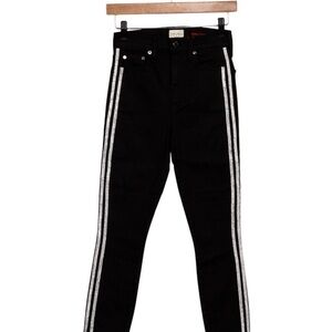 Alice + Olivia Black Skinny Jeans with Silver Accents